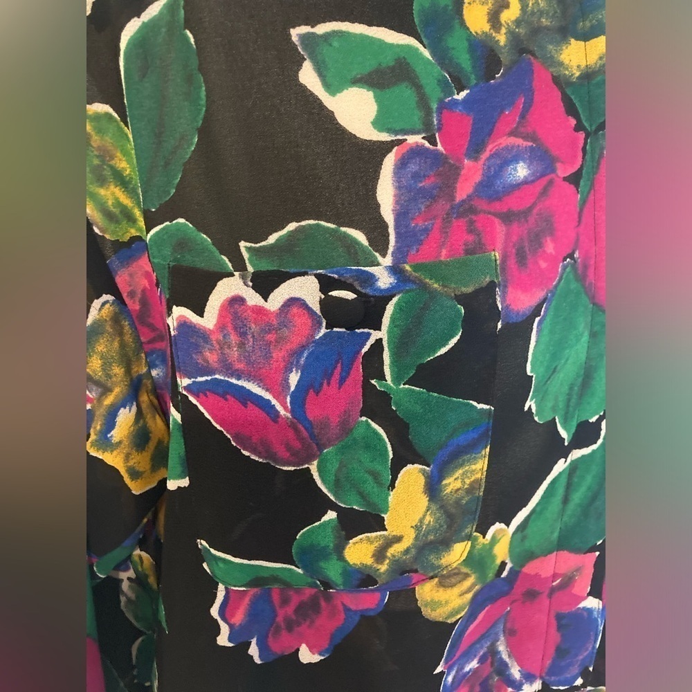 Vintage 2 piece blouse set skirt and top floral - Picture 8 of 13